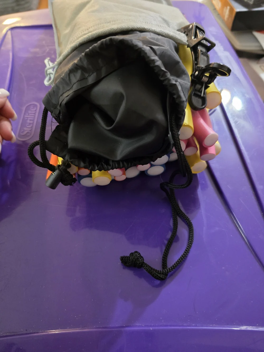 Universal Black Hair Dryer Bonnet with Colorful Heat Rods.
